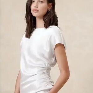 Banana Republic White Ruched Blouse